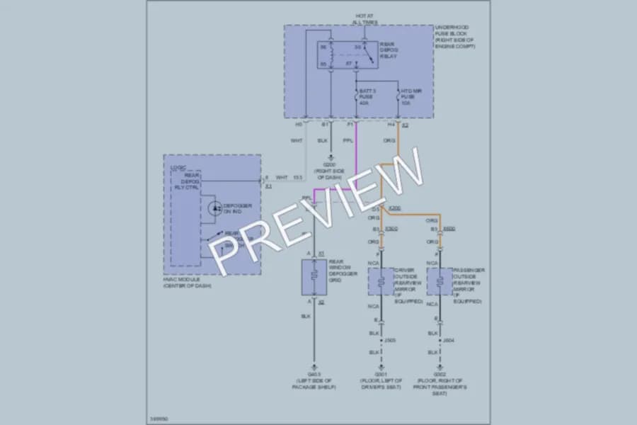 2012 Chevrolet Impala Defoggers wiring diagram preview