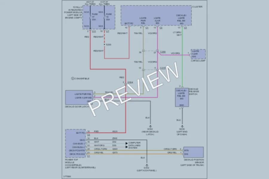 2012 Chrysler 200 Trunk Tailgate Fuel Door wiring diagram preview