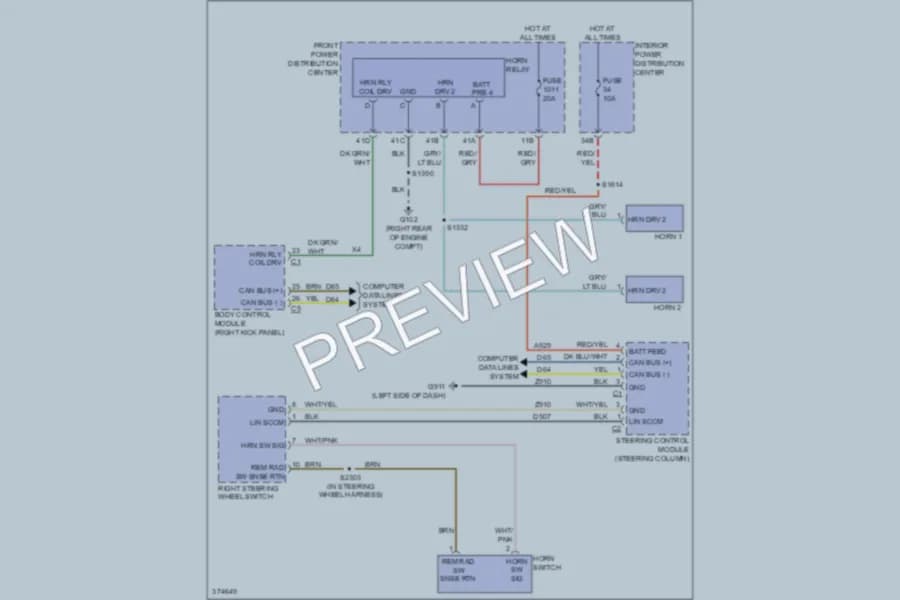 2012 Chrysler 300 Horn wiring diagram preview
