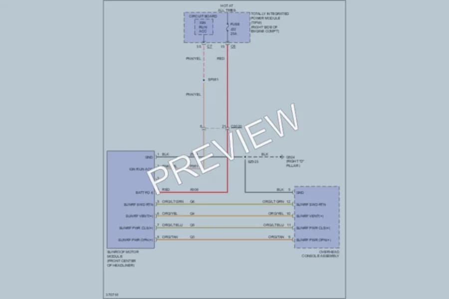 2012 Dodge Durango Power Top Sunroof wiring diagram preview