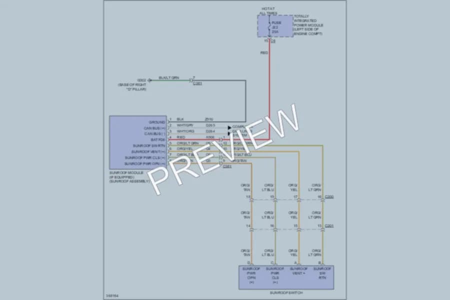 2012 Dodge GrandCaravan Power Top Sunroof wiring diagram preview
