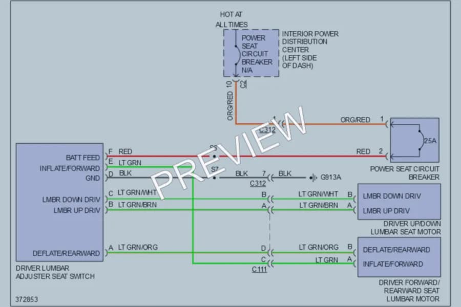 2012 Dodge Journey Power Seats wiring diagram preview