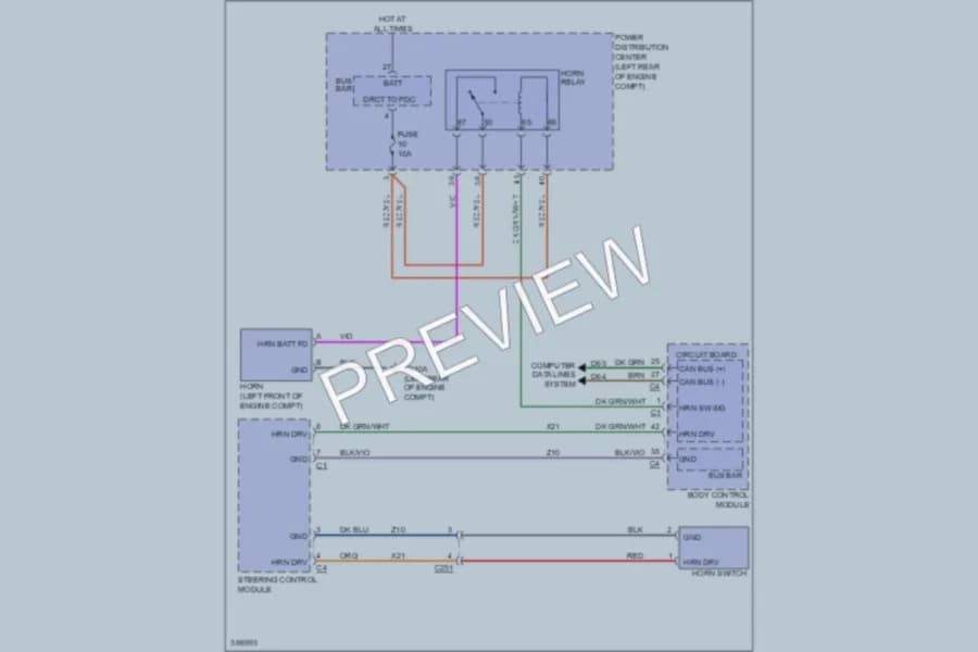 2012 Fiat 500 Horn wiring diagram preview