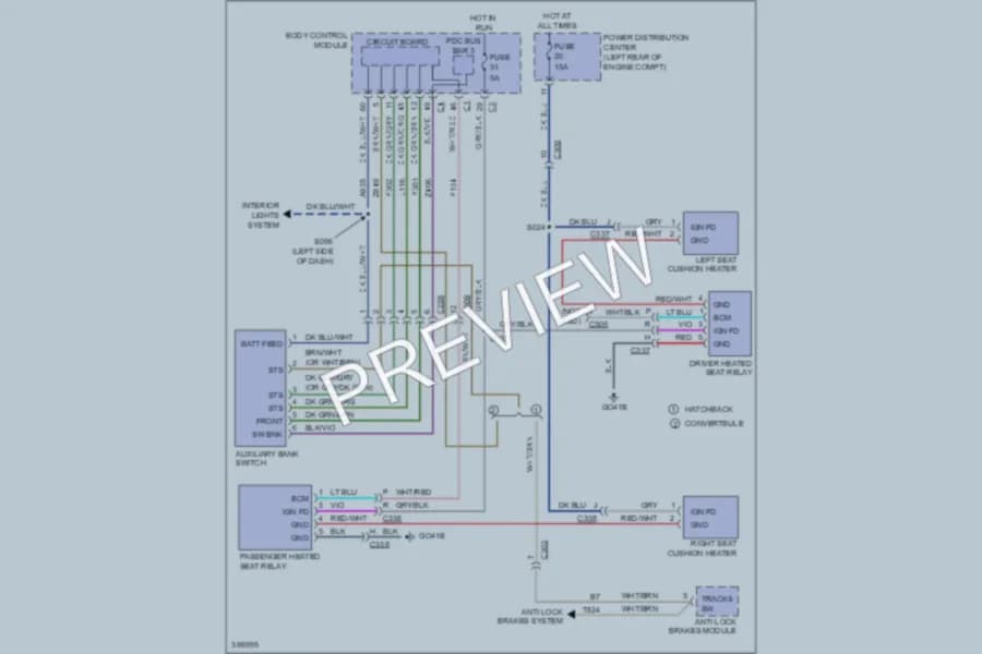2012 Fiat 500 Power Seats wiring diagram preview