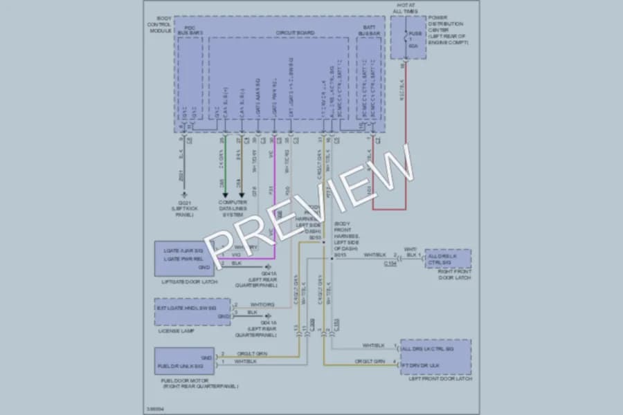 2012 Fiat 500 Trunk Tailgate Fuel Door wiring diagram preview
