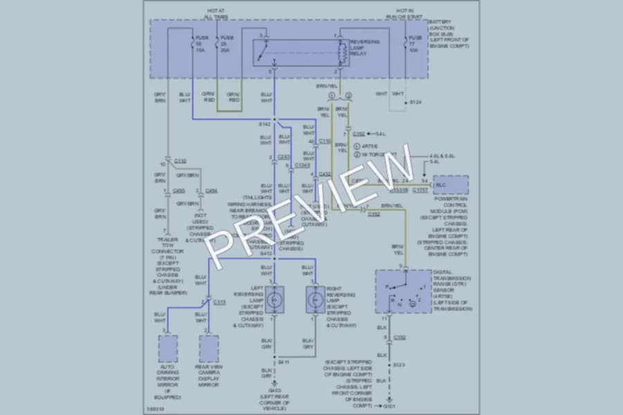 2012 Ford E250 Exterior Lights wiring diagram preview with protected circuit layout