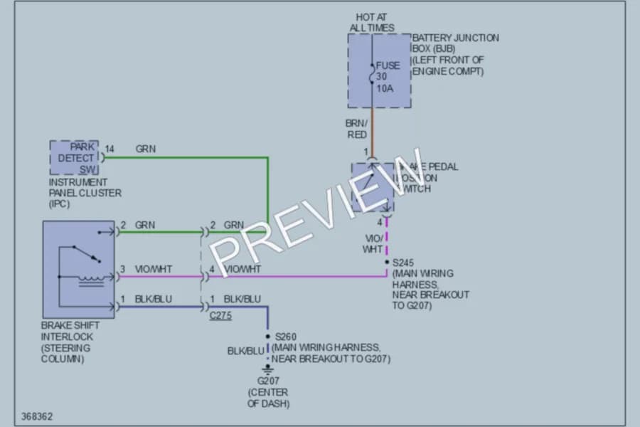 2012 Ford E450Econoline Shift Interlock wiring diagram preview