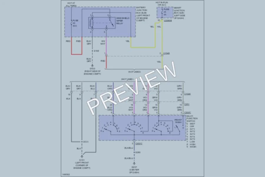 2012 Ford E450Econoline Wiper Washer wiring diagram preview