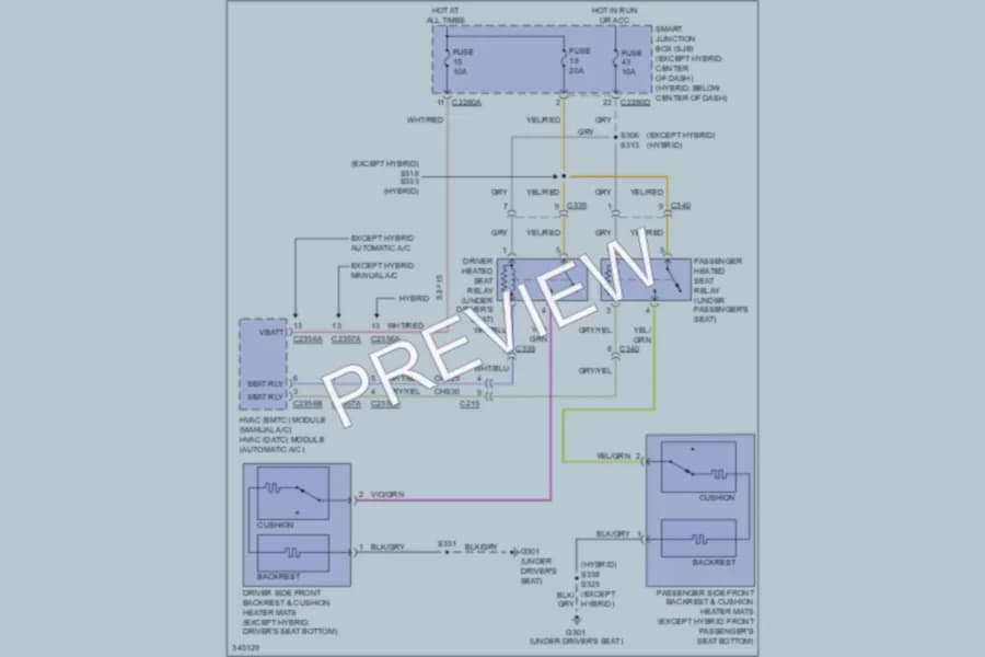 2012 Ford EscapeHybrid Power Seats wiring diagram preview