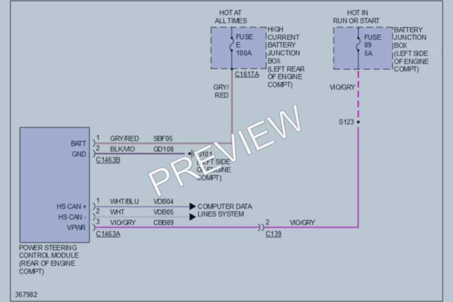 2012 Ford Explorer Electronic Power Steering wiring diagram preview