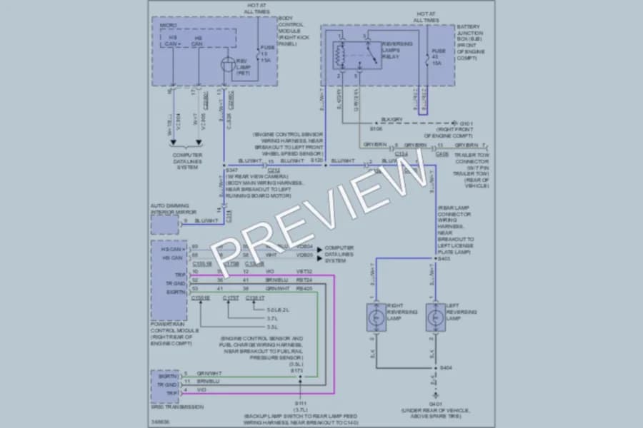 2012 Ford F150 Exterior Lights wiring diagram preview with protected circuit layout
