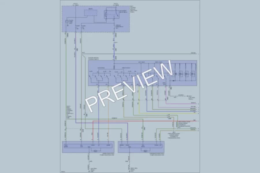 2012 Ford F250 Super Duty Power Windows wiring diagram preview with protected circuit layout
