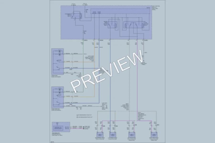 2012 Ford F350 Super Duty Power Door Locks wiring diagram preview with protected circuit layout