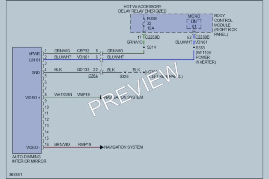 2012 Ford F550ChsCab Power Mirrors wiring diagram preview