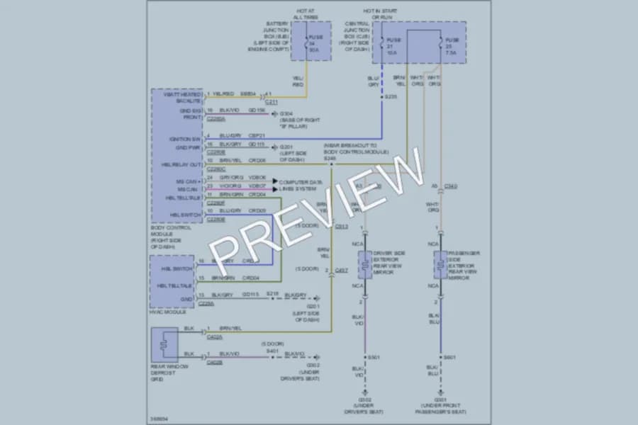 2012 Ford Fiesta Defoggers wiring diagram preview