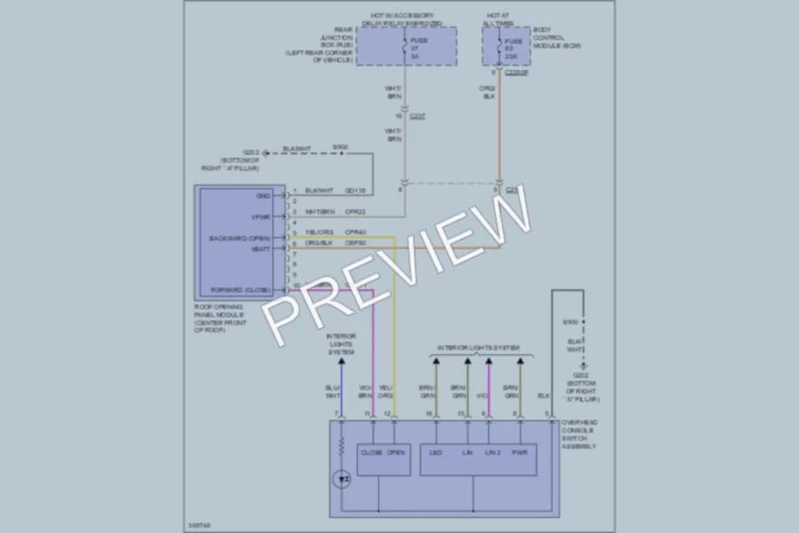 2012 Ford Focus Power Top Sunroof wiring diagram preview