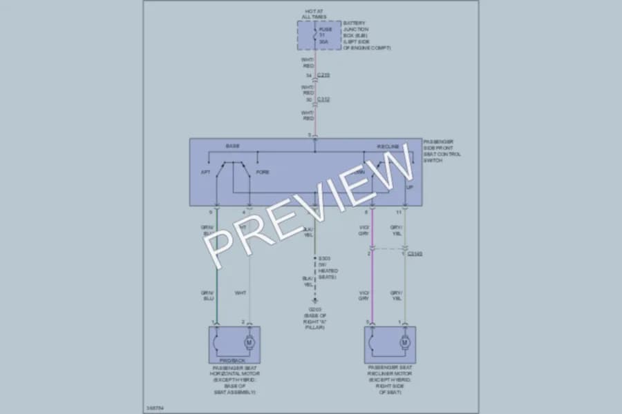 2012 Ford Fusion Power Seats wiring diagram preview
