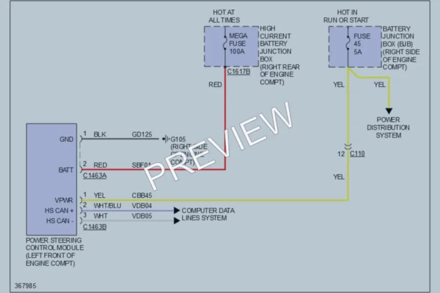 2012 Ford Mustang Electronic Power Steering wiring diagram preview