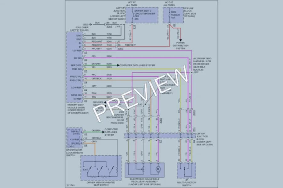 2012 GMC 1500 Memory Systems wiring diagram preview with protected circuit layout