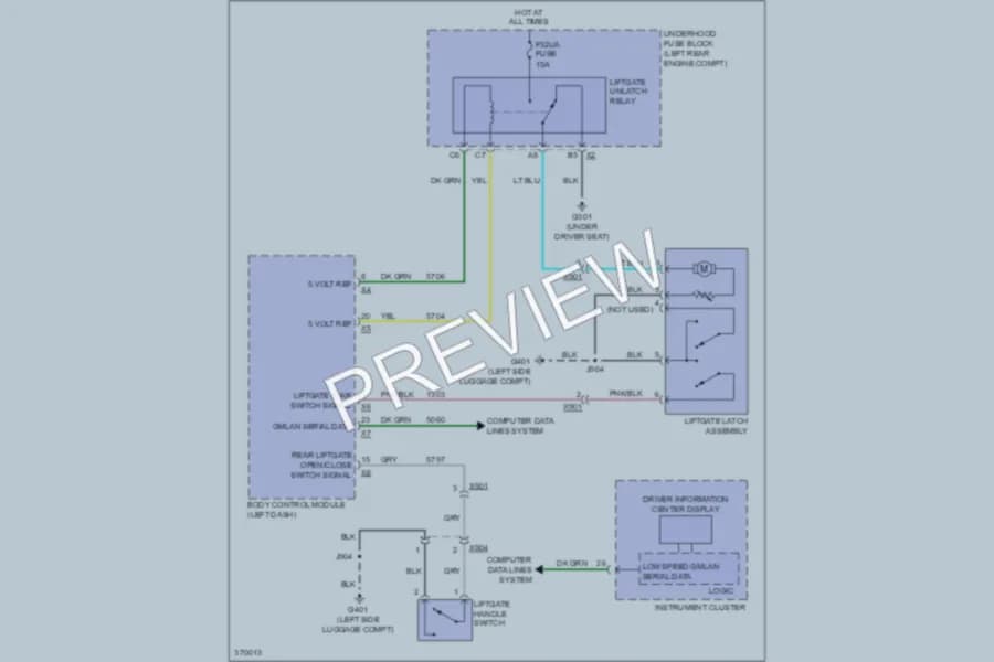 2012 GMC Terrain Trunk Tailgate Fuel Door wiring diagram preview