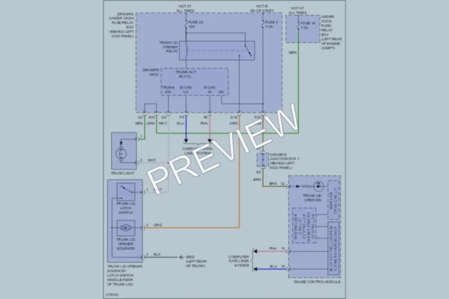 2012 Honda Accord Trunk Tailgate Fuel Door wiring diagram preview