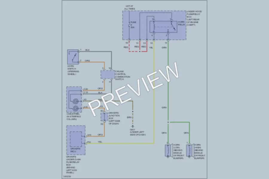2012 Honda Crosstour Horn wiring diagram preview