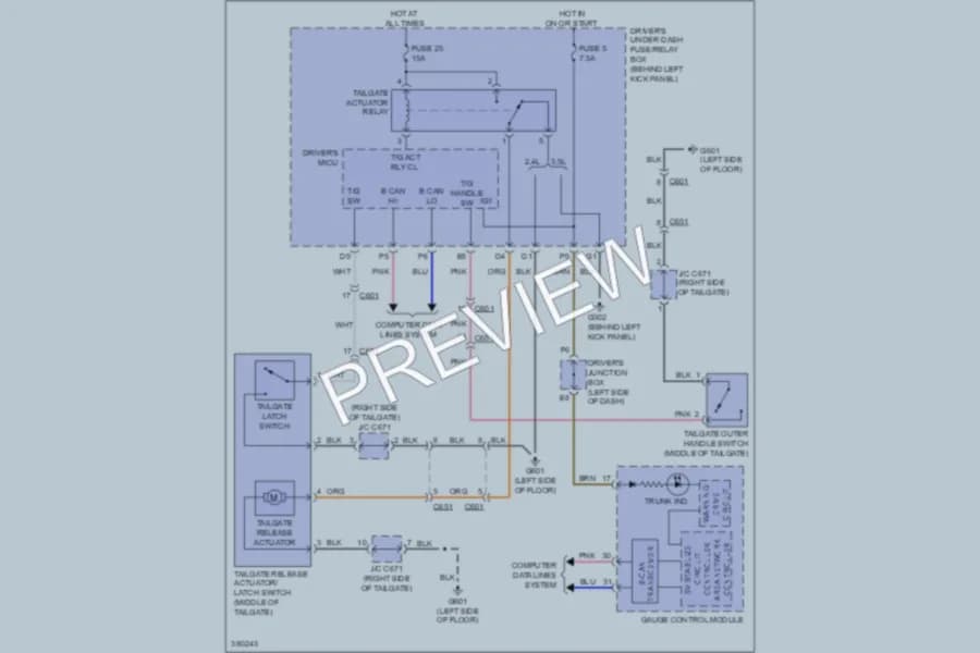 2012 Honda Crosstour Trunk Tailgate Fuel Door wiring diagram preview