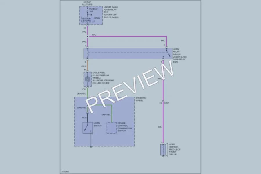 2012 Honda Fit Horn wiring diagram preview