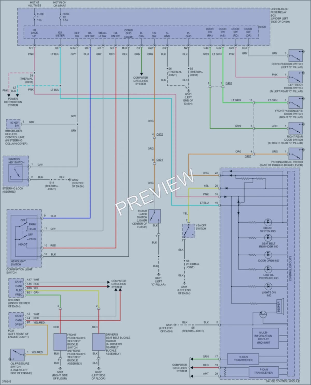 2012 Honda Insight Warning Systems wiring diagram preview