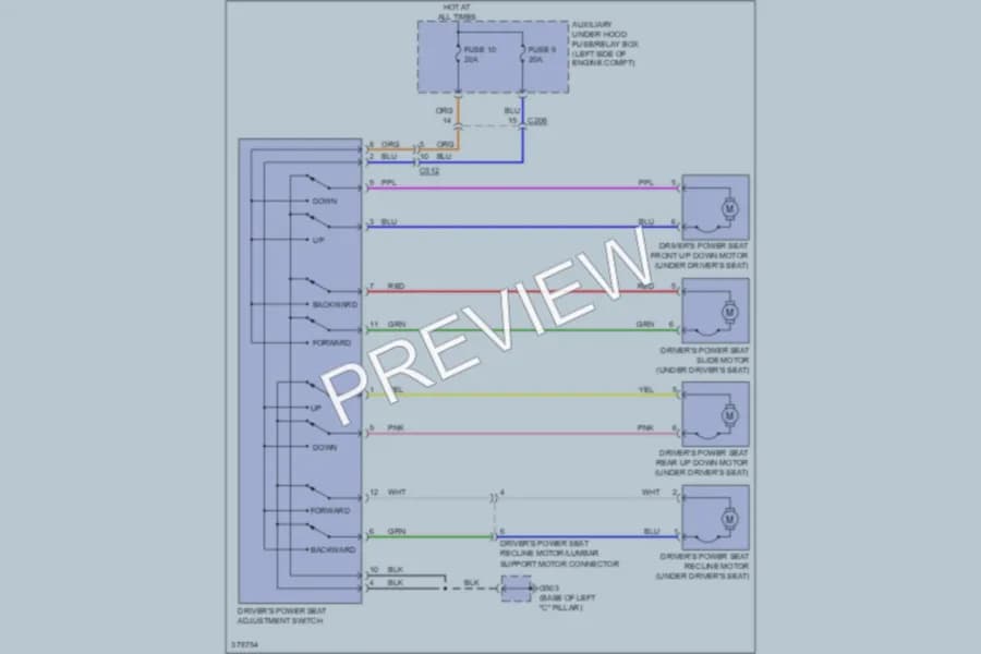 2012 Honda Pilot Power Seats wiring diagram preview