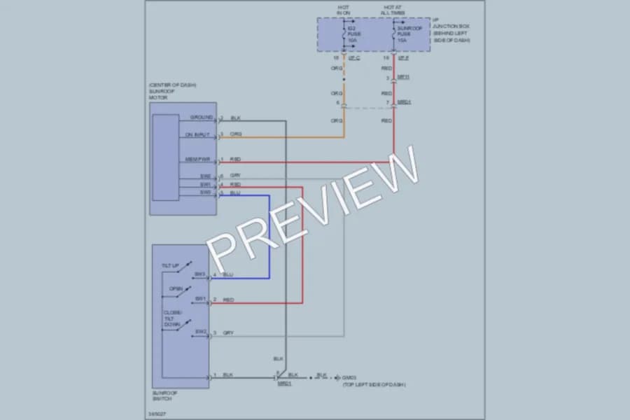 2012 Hyundai Accent Power Top Sunroof wiring diagram preview