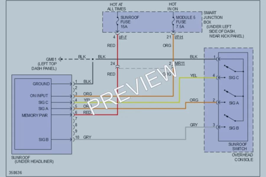 2012 Hyundai Elantra Power Top Sunroof wiring diagram preview