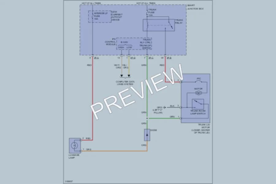 2012 Hyundai Elantra Trunk Tailgate Fuel Door wiring diagram preview