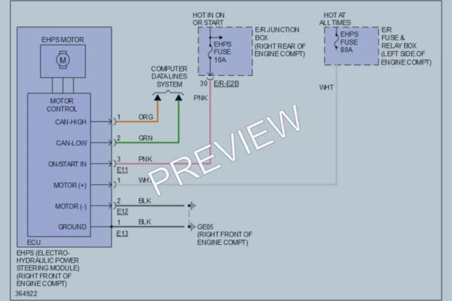 2012 Hyundai Equus Electronic Power Steering wiring diagram preview