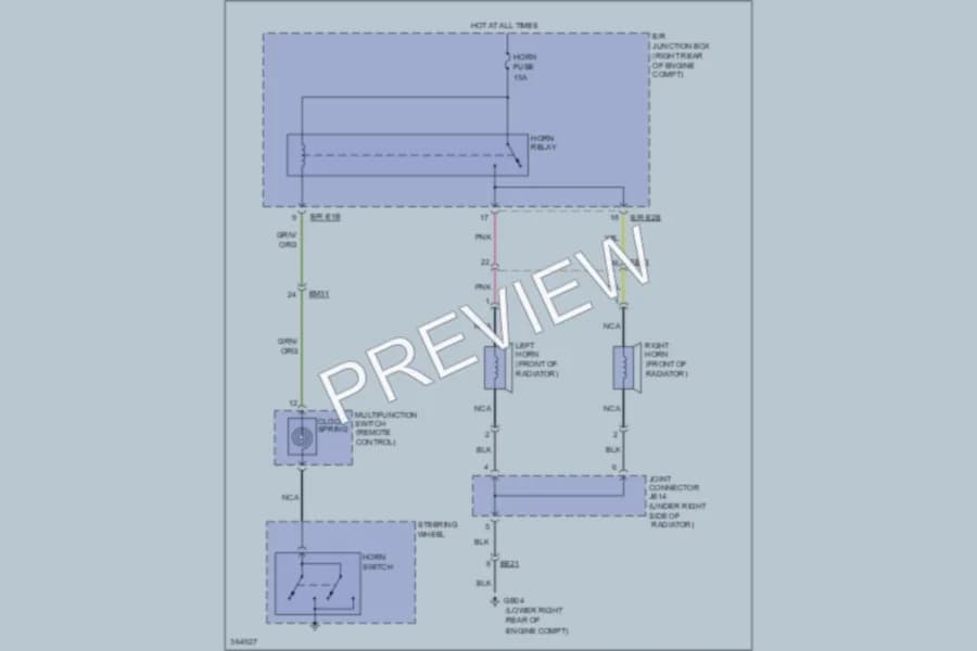 2012 Hyundai Equus Horn wiring diagram preview