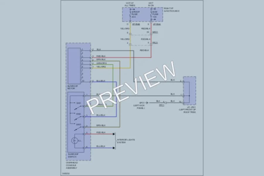2012 Hyundai Equus Power Top Sunroof wiring diagram preview