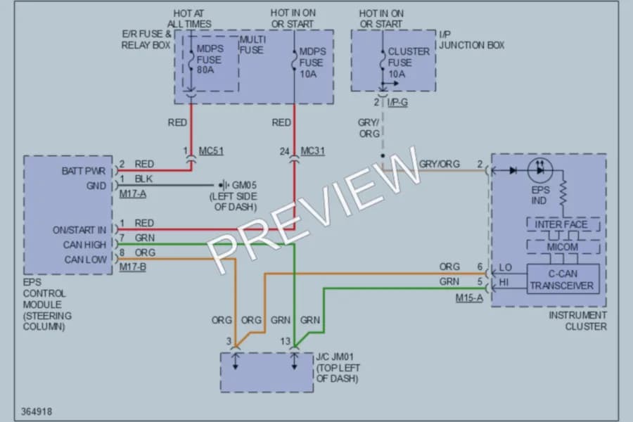2012 Hyundai Tucson Electronic Power Steering wiring diagram preview