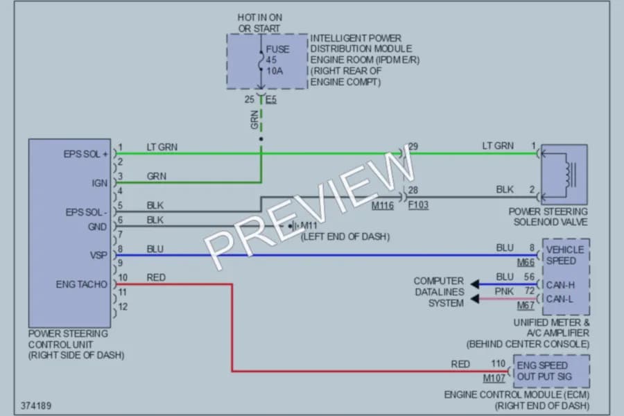 2012 Infiniti EX35 Electronic Power Steering wiring diagram preview