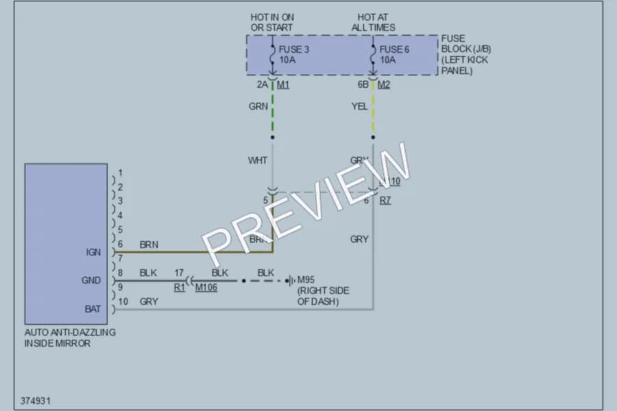 2012 Infiniti FX50 Power Mirrors wiring diagram preview