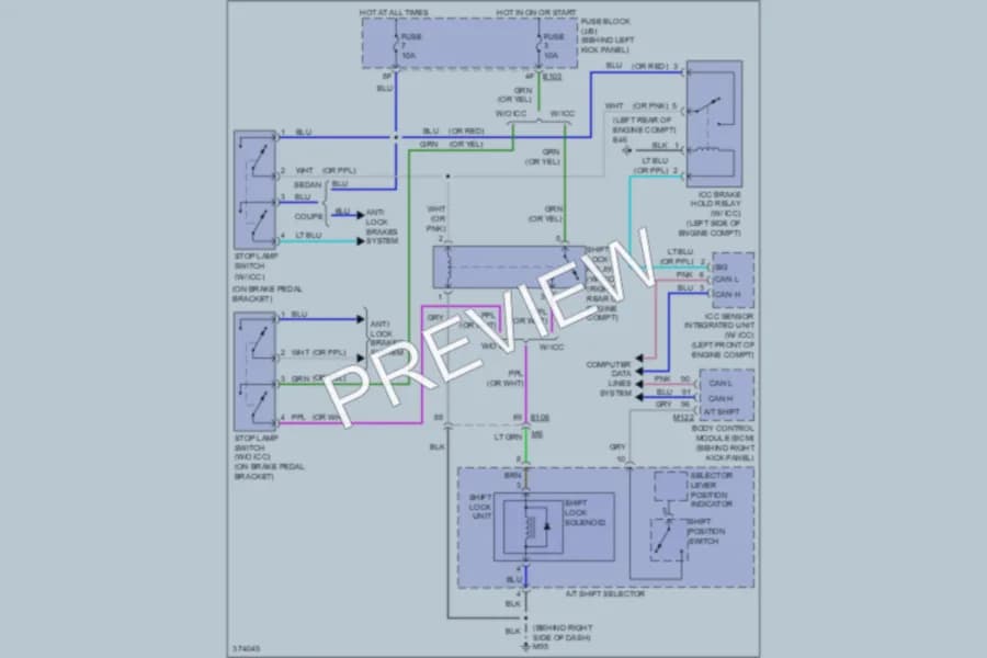 2012 Infiniti G25 Shift Interlock wiring diagram preview