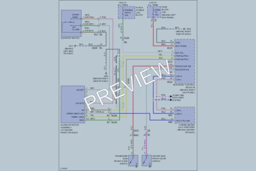 2012 Infiniti G25x Power Top Sunroof wiring diagram preview