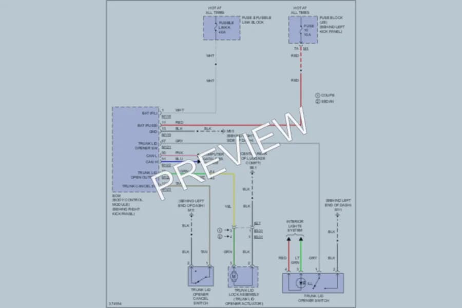 2012 Infiniti G25x Trunk Tailgate Fuel Door wiring diagram preview