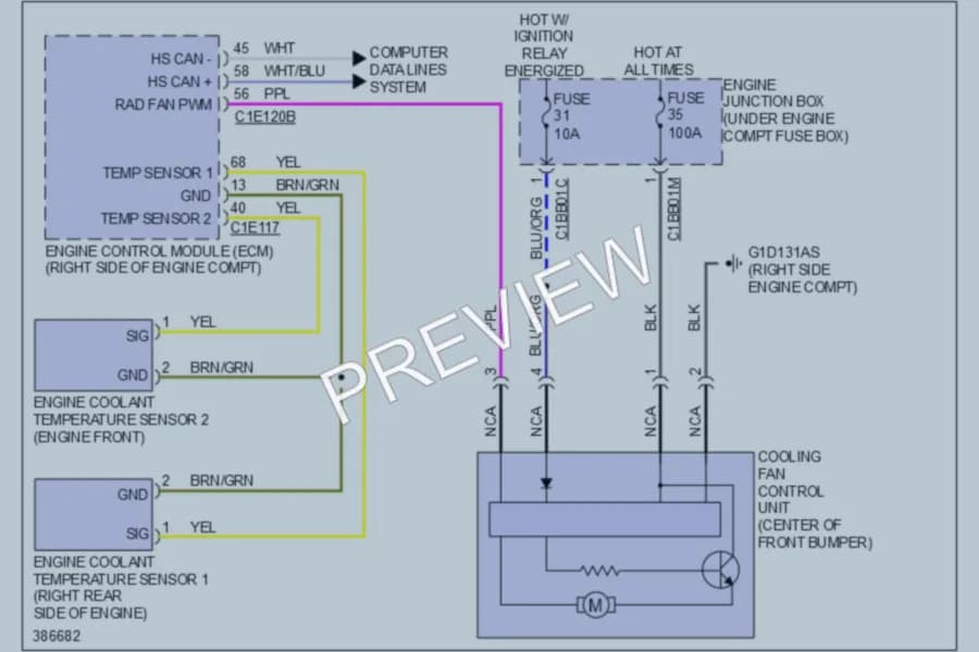 2012 Jaguar XJL Cooling Fan wiring diagram preview
