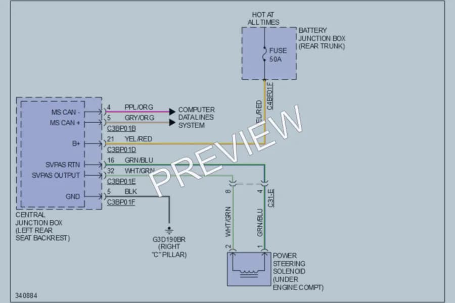 2012 Jaguar XJL Electronic Power Steering wiring diagram preview