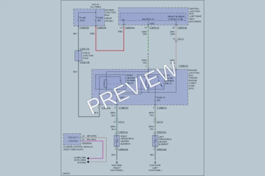 2012 Jaguar XJSupercharged Defoggers wiring diagram preview
