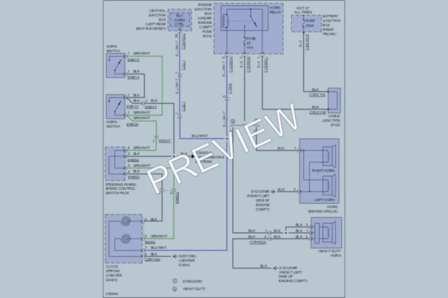 2012 Jaguar XJSupercharged Horn wiring diagram preview