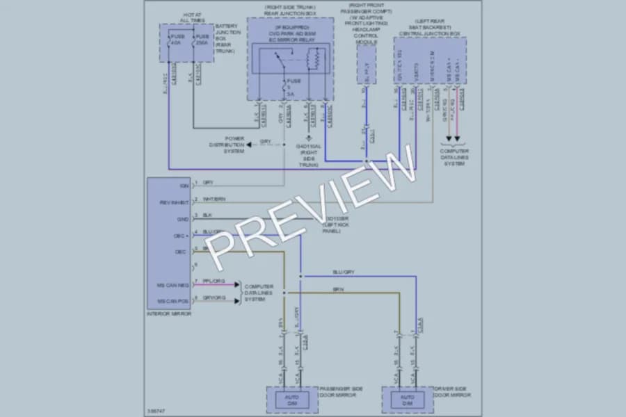 2012 Jaguar XJSupersport Power Mirrors wiring diagram preview