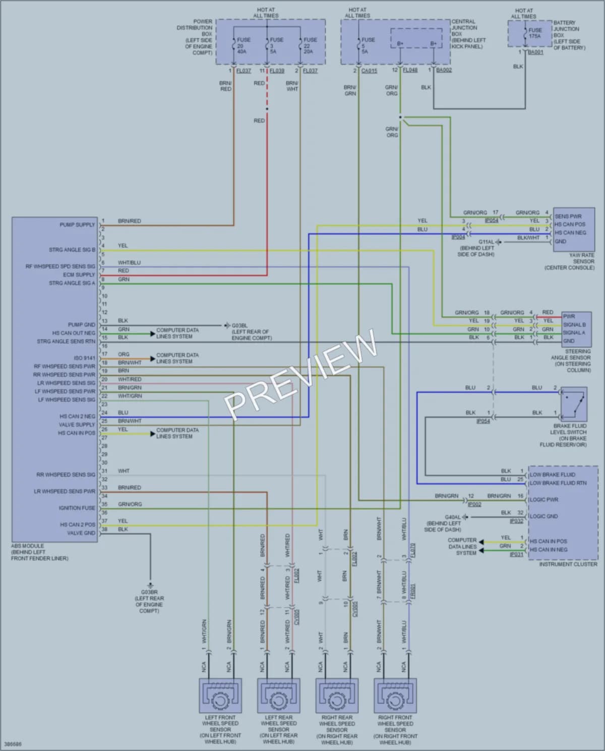 2012 Jaguar XK Anti Lock Brakes wiring diagram preview