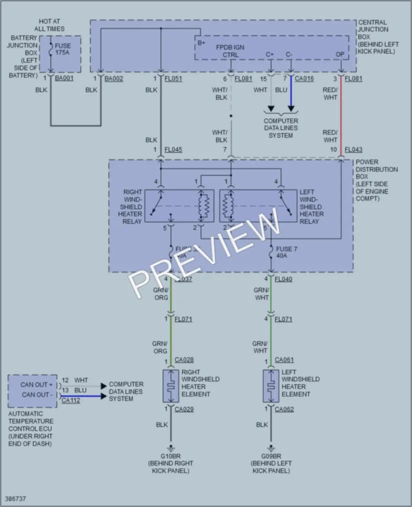 2012 Jaguar XKR Defoggers wiring diagram preview