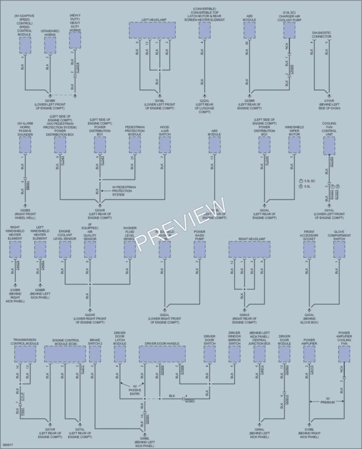 2012 Jaguar XKR Ground Distribution wiring diagram preview